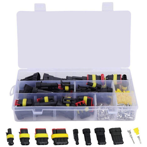 300 Pièces Connecteur Automobile Connecteur Etanche 1 2 3 4 Broches Fils Connecteur Electrique Etanche Connectique Electrique Moto Kit de Connecteur Étanche pour Moto Voitur Bougies (1/5)