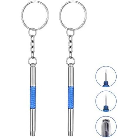 Mini tournevis pour lunettes, ensemble de 3 acier inoxydable, kit d'outils bijoux, portable avec porte-clés - (1/5)