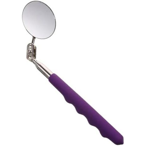 Miroir Inspection Télescopique Pliable avec Poignée Violette 50 Mm, Circulaire Rotatif à 360°, Outil pour Mécanicien, Contrôle Intérieur et Châssis -