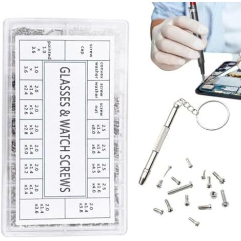 Kit de réparation lunettes, kit d'outils verres Écrous et vis d'entretien lunettes soleil, outil tournevis précision pour montre, téléphone portable, G - (1/5)