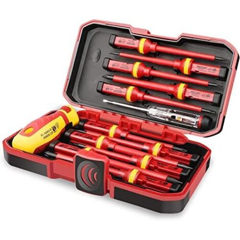 tournevis Électricien Set Outils, Testeur de Tension, Plat, Cruciforme, Tournevis Aimanté - (1/5)