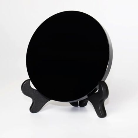Miroir d'obsidienne noire, miroir de divination en obsidienne multifonction avec support pour décoration d'intérieur, et méditation (noir, 10 x cm) Noir 10cm (1/5)