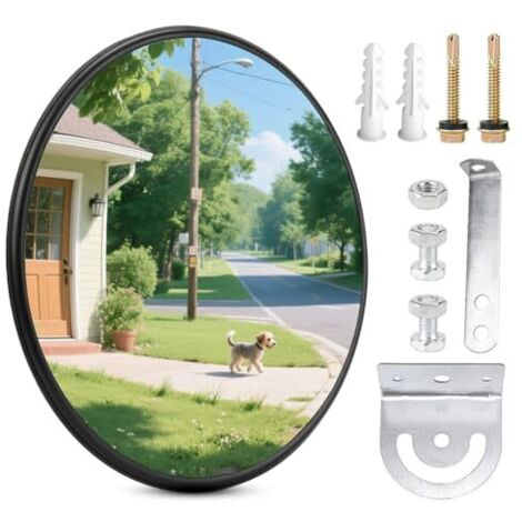 Miroir de circulation 30 cm - Convexe Rond Grand Angle angle pour sorties, rétroviseur rue réglable Parabolique, garage, circulation, entrées, bureau, cour, entrepôt (1/5)