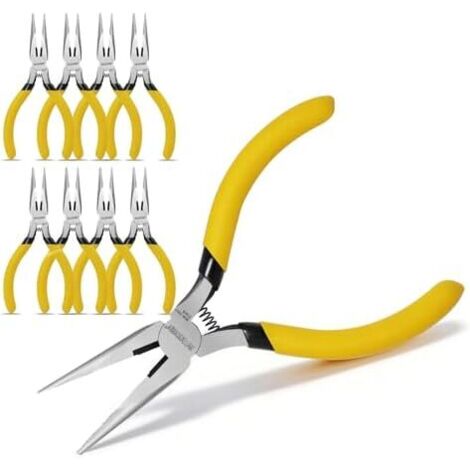 Lot de 10 Pinces à Bec Long 13 cm, Mini Fin avec Coupe-Côté, Petites Précision Poignée Ergonomique pour Électronique, Artisanat, DIY, Fabrication Bijoux - 5''-10 PACK (1/5)