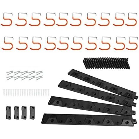 Organisateur d'outils mural, système de rangement réglable pour outils jardin, organisation garage avec crochets pelle, râteau, balai, serpillière, robuste, 4 - (1/5)