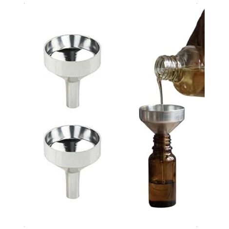 2 Pièces Mini Entonnoir en Aluminium, Petit Flacon Réutilisable Entonnoirs Multi-Usages de Remplissage Bouteilles Transfert pour Liquides Parfum et Huiles Émulsion Cosmétiques, Argent - (1/5)