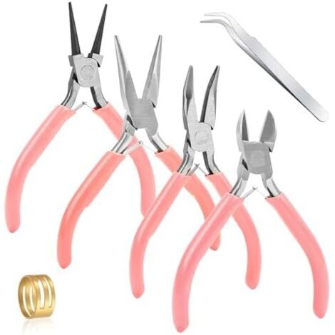 Set de pinces à bijoux, pince set d'outils bijouterie avec aiguille, chaîne, coupe-fil, idéal pour la création fabrication bijoux - (1/5)