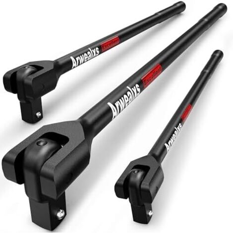 3 Pièces Poignée Articulée, 1/4'' 3/8'' 1/2'' Manche Barre de Disjoncteur avec Rotative à 180°, Clé Force pour Réparations Automobiles - 1/4 & 3/8 1/2 (1/5)