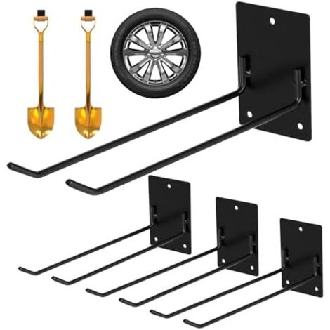 Lot de 4 crochets garage - Porte-outils mural pour organisateur d'outils Cintre robuste Pour outils jardin Longueur : 25 cm Charge maximale 80 kg (1/5)