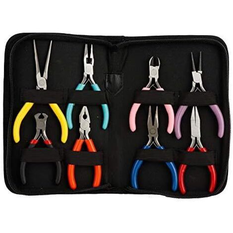 8 Pcs/ensemble Mini Pinces En Acier Longue Ronde Nez Plat Bijoux Outils Kit Fabrication de Outil Traitement Fournitures pour la Réparation Emballage Fil Artisanat - (1/5)