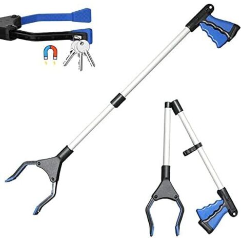 Outils de Ramassage, 82 cm Pince préhension Pliable pour Personnes âgées avec Embouts magnétiques en Alliage d'aluminiumg, tête rotative à 90 ° la Collecte des ordures Blanc - (1/5)