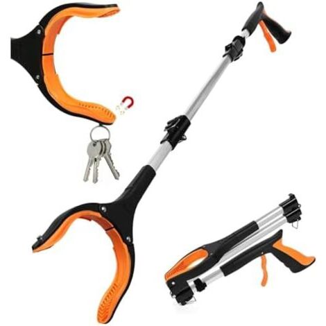 Pince à Ordures pour Personnes Âgées, 110 cm de Préhension Pliable, Ramasse Pomme Sans se Baisser, Ramassage des Déchets, Légère et Durable en Aluminium - (1/5)