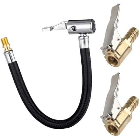Kit d'Extension de Valve Pneu 23.5 cm - Tuyau Gonflage avec 2 Adaptateurs à Levier 8 mm Compatible Vélos, Motos, Voitures pour réparation (1/5)