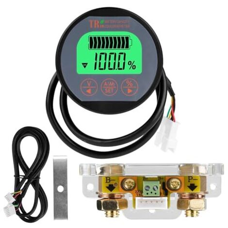 Moniteur de Batterie, Testeur batterie Numérique étanche avec Affichage LCD 2m câble 8-120V 100A Voltmètre Ampèremètre pour Auto voiture Bateau à moteur Camping-car Solai - (1/5)