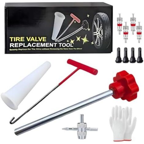Demonte Obus Valve, Valve Pneu Voiture, 13 pièces pour enlever la de et kit réparation, Moto, vélo - (1/5)