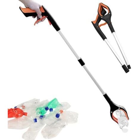 Outils de Ramassage, 83cm Pince Ramasse Objet Pliable, pour Ramasser sans Se Baisser, Ramasseur Déchets avec Poignées Magnétiques Seniors Handicapés Orange - (1/5)