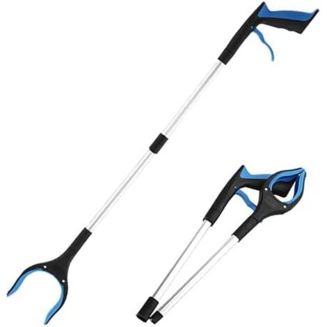 Outil Grabber Reacher pour Les Seniors, Heavy Duty,Ramassez du Stick à - d'atteinte de Poubelle 33 Pouces Le bâton ramassage litière Portable intérieur Bleu (1/5)