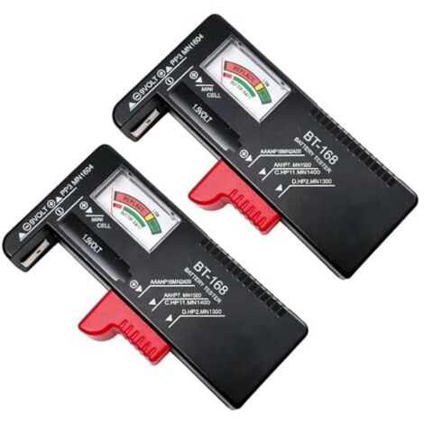 2PCS Testeur de Piles Universel, pour AAA, AA, C, D, 9V et à Bouton, Contrôleur Tension Batterie, Indicateur Charge - (1/5)