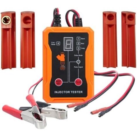 Kit de Nettoyage et testeur d'injecteur Carburant Universel, 8 Modes d'impulsion, avec 4 adaptateurs nettoyant pour injecteurs, Protection Contre Les Courts-Circuits (Orange) Orange - (1/5)