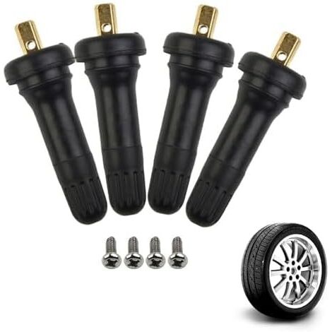 Lot de 4 valves TPMS pour capteur Pression des pneus, tiges Valve Schrader en Caoutchouc et métal, Anti-Fuite système Voiture, Remplacement fiable Durable - (1/5)