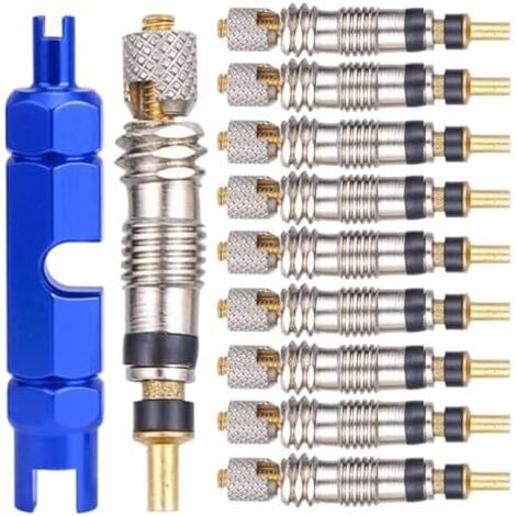 10 Pièces Presta Valve Cores Obus, Démonte Obus Cores, VTT Adaptateur Noyaux de Valves D'insertion Vélo Français Outil pour Application Pneu Réparation Vélos - (1/5)