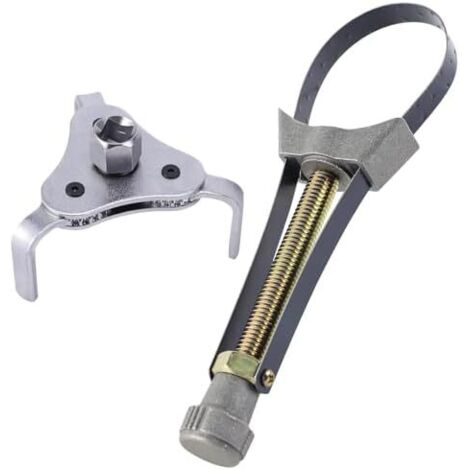 2 Pièces Cle Filtre à Huile Réglables Set, Clé 3 Griffe 50-115mm, a Sangle filtre huile 60-110mm, Outils de Réparation Automobile - (1/5)