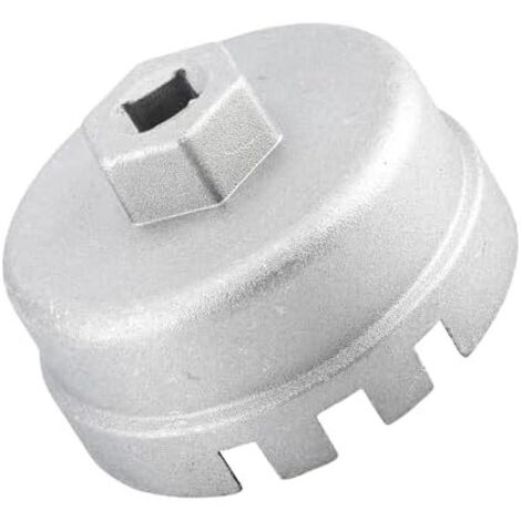 Clé à filtre huile 64,5 mm - Outil de retrait en alliage d'aluminium avec 14 rainures universel pour Mercedes-Benz, Porsche, Audi, BMW (argenté) Argenté (1/5)