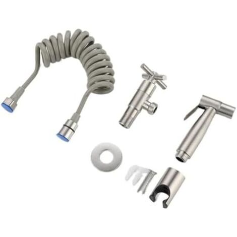 Ensemble de robinet bidet salle bain en acier inoxydable 304, à main mural or brossé, pulvérisateur, nettoyage douche(Nickel) Nickel - (1/5)