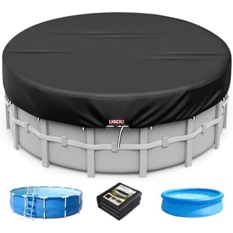 Bâche 4 Saisons pour Piscine Hors Sol, Protection Piscine, Couverture de Extérieur Ronde Spa Baignoire idéale Garder Votre Propre (3,1 M, Noir) Noir 310 cm (Ronde) (1/5)