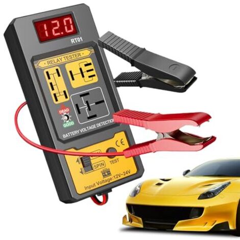 Kit de test relais batterie auto,Outil diagnostic tension avec câbles à pinces - Testeur Diagnostic pour Relais 12V & 24V,Pour Voitures Berlines Camions Pick-up Monospaces Motos (1/5)