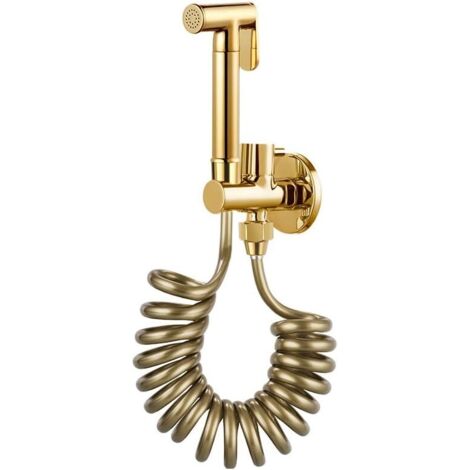 Kit Douchette Wc Suspendu Toilette Shower Head And Hose Poignée Unique Tout En Cuivre or tuyau Caoutchouc Or en caoutchouc (1/5)
