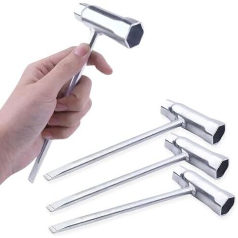 4 Pièces Tronconneuse Tournevis,Tronconneuse Kit Tournevis Plat 13×19MM Clé à Tronçonneuse Outillage en T Combinée Clés Bougie Prechauffage Reglage Carburateur - (1/5)