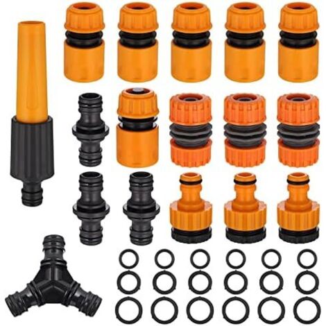 17 Pièces Embout Tuyau Arrosage, Kit de Raccord d'Arrosage 1/2 Pouce, Adaptateur Robinet Arrosage Jardin, Connexion Rapide sans Fuite pour Jardin avec Filetage - (1/5)