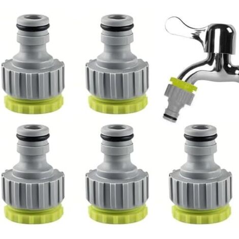 6 PCS Adaptateurs de Tuyau D'arrosage, en Plastique 1/2" et 3/4", Raccord d'Arrosage Universel 2 1, Filetage à Vis Jardin pour Robinet, Idéal Irrigation Nettoyage - (1/5)