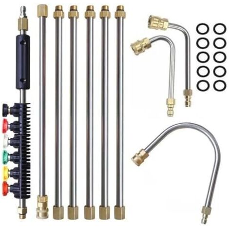 10 PCS Rallonge de Nettoyeur Haute Pressionr 3M, 4000PSI Lance Nettoyage Remplacement Télescopiques, Outils pour Le Lavage des fenêtres Toit, 1/4 Inch Quick Connect Pièces - (1/5)