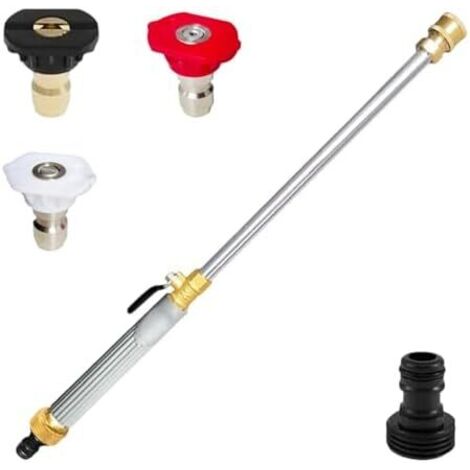 Nettoyeur Haute Pression pour Tuyau d'Arrosage - Pistolet d'arrosage réglable Raccord avec 3 Buses,Nettoyeur Polyvalent extérieur Gris (1/5)