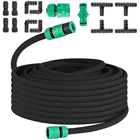 Tuyau Poreux, Microporeux pour Irrigation Goutte à Goutte, Économiseur d'Eau Arrosage, Jardins, Pelouses, Terrasses, Flexible Kit (50m) - 50 metrów (1/5)