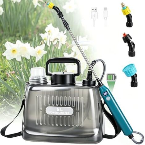 Pulvérisateur Électrique de Jardin avec 3 Buses Réglable, à Pression AutoPump, Batterie des Plantes pour Jardin, Désherbage et Lavage Voiture (5L) 5L -