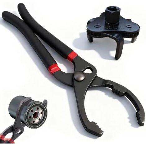 Lot de 2 clés à filtre huile réglables 30 cm universelles 3 bras pour 60 120 mm diamètre sur voiture, moto - (1/5)