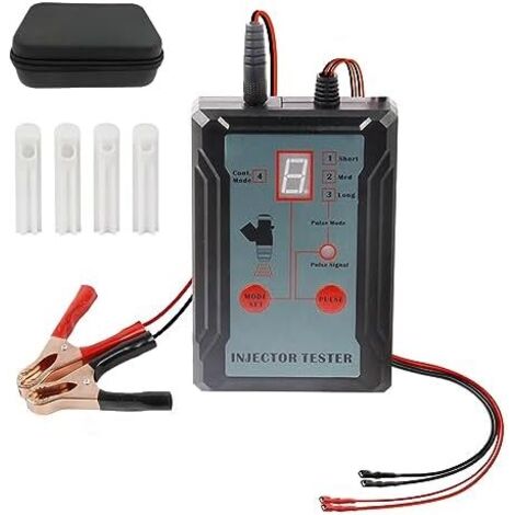 Kit de testeur et Nettoyage d'injecteur Carburant amélioré avec 8 Modes d'impulsion, 4 adaptateurs d'injecteur, Puissance Sortie 12 V/5 V, Court-Circuit Grey - (1/5)
