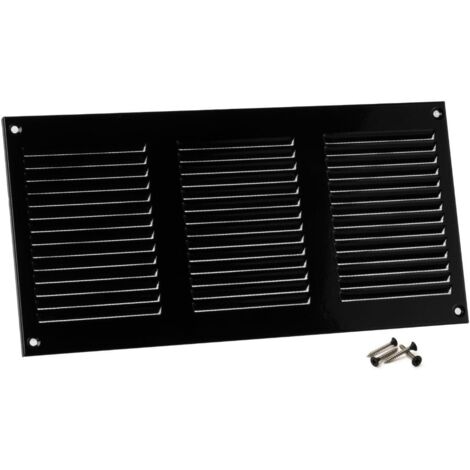 1 - Grille D'Aération - Registre De Ventilation - En Métal Avec Moustiquaire - Pour Mur Et Plafond - Noir - 30x15cm (1/5)