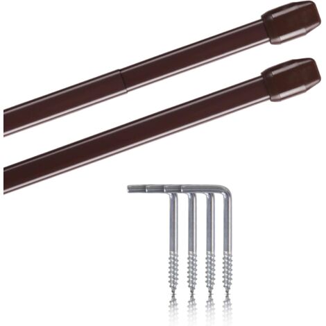 2 - Tringle à rideau - Accessoire de vitrage - Extensible et réglable - Fixation par vissage adhésif ou serrage - Pour fenêtre porte et cloison - Marron - 60x90 cm (1/5)