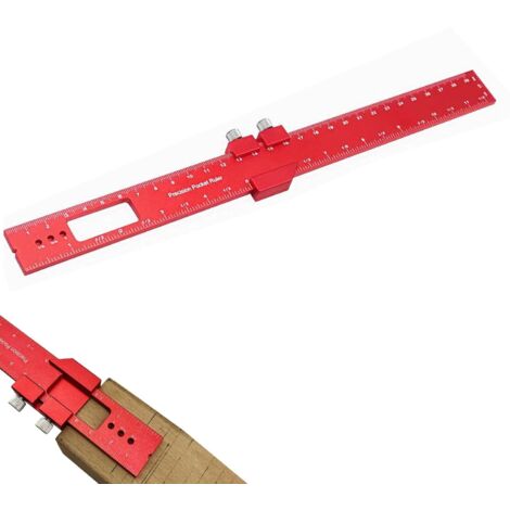 1 - Règle De Traçage - Butée Réglable - Marquages 45 Et 90 Degrés - Pour Travail Du Bois Et Métal - Rouge - 30x2,5cm