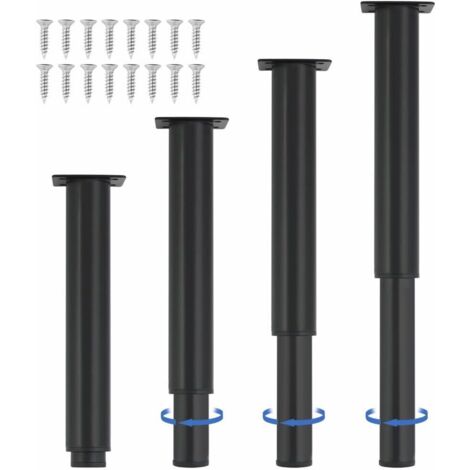 4 Pièces - Pieds De Meubles Réglables - Support Central Robuste - Pour Lit Table Canapé Armoire + Résistant À La Corrosion + Usage Intérieur Noir 25,4x41,6cm (1/5)