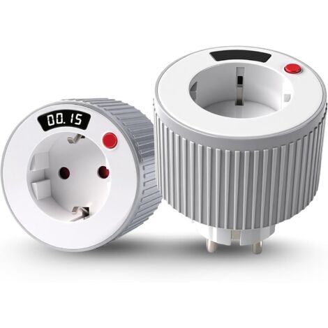 1 - Prise Minuteur - Programmateur Électrique - Minuterie 24 Heures - Rotation Mécanique 3680W 16A Pour Électroménagers Et Lampes Blanc 7x7x12cm (1/5)