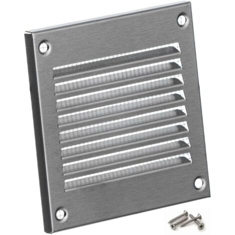 1 - Grille D'Aération - Registre De Ventilation - Acier Inoxydable Avec Moustiquaire - Pour Mur Et Plafond - Argent - 10x10cm (1/5)