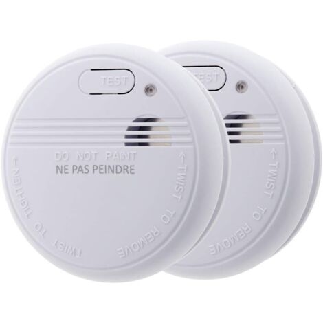 Lot de 2 - Détecteur de fumée - Autonomie 5 Ans - Norme EN 14604 Certifié NF - Alarme sonore puissante sans câblage - Pour maison et appartement - Blanc - 12x4cm (1/5)