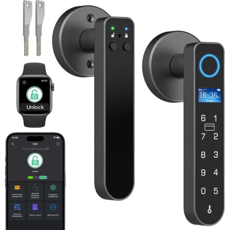 1 Serrure à levier numérique, empreinte digitale, RFID, NFC, clavier, Bluetooth, pour porte intérieure et entrée (1/5)