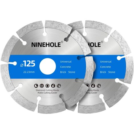 2x Disque Diamant - Outil De Coupe - Segment 10mm - Pour Béton Brique Pierre - Usage Sec Et Humide - Gris - 125x22,23mm (1/5)