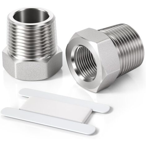 2 Pcs - Raccord Réducteur - Acier Inoxydable - Filetage BSP 1/8 Pouces Femelle Vers 1/4 Pouces Mâle - Pour Tuyauterie Gaz Et Liquide - Argenté (1/5)